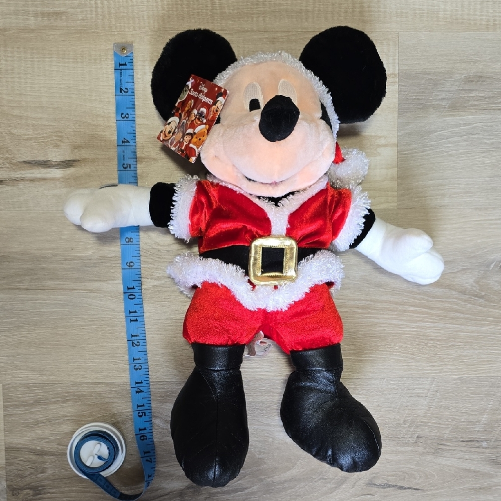 Vintage Disney Store Mickey Mouse Santa's Helper 15" Plush Holiday Christmas